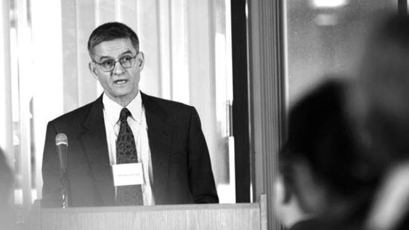 Hon Lance S.G. Finch QC speaking at a Pro Bono Law of BC event in 2007